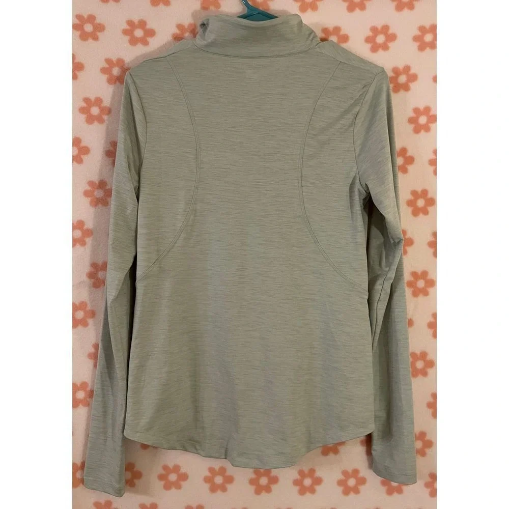 AVIA Womens XS Heathered‎ Green Activewear Pullover 1/4 Zip Thumb Hole